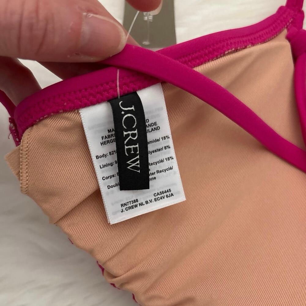 J. Crew NWT Heritage Triangle Bikini Top Radiant Fuschia Size Medium - Picture 6 of 7